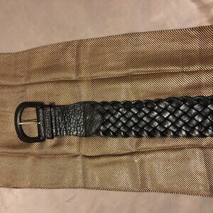 Wide Braided Black Leather Belt